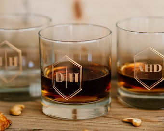 Personalized Whiskey Glass Groomsmen Gift - Engraved Custom Scotch Glass, DOF Barware Glass, Groomsmen Proposal, Bachelor Party Glasses