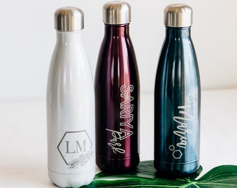 Personalized S'well Water Bottle, 17oz - Personalized Bridesmaids Gift, Custom Engraved Bottle, Custom Insulated Bottle, Vertical Design