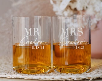 Waterford Elegance Personalized Whiskey Glasses (Set of TWO) Custom Engraved Crystal DOF Whiskey Glass, Wedding Glasses, Anniversary Gift