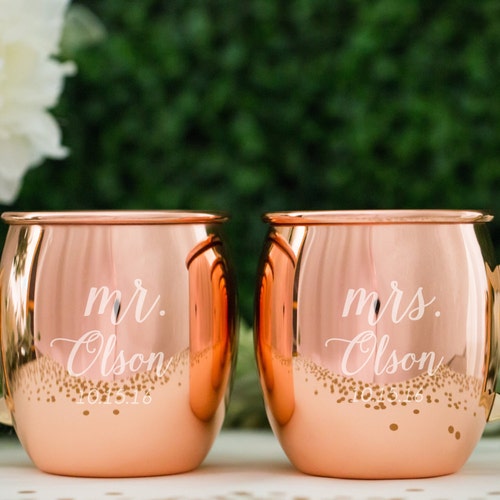 Personalized Moscow Mule Copper Mugs Wedding Gift set of TWO Etsy