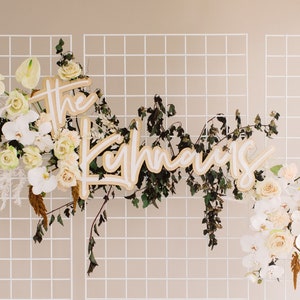 40" Custom Double Layer Last Name Wedding Sign - Personalized Laser Cut Acrylic Backdrop Wall Sign, Photobooth Sign - Blissful Collection