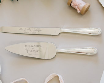 Custom Vera Wang Infinity Wedding Cake Knife & Server Set (2pc SET) Personalized Cake Cutting Serving Set, Wedding Gift, Engagement Present