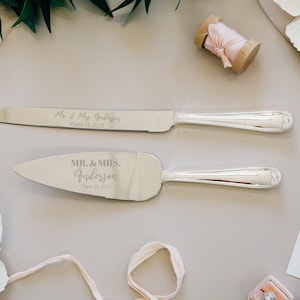 Gifts Infinity Personalized Wedding Cake Knife and Server Set Free  Engraving purple 