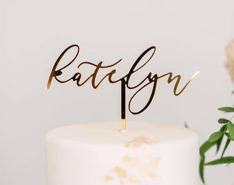 Custom Name Cake Topper - Laser Cut Acrylic 6" - 8" Personalized One Line Name Cake Topper, First Birthday Topper, Bridal Shower Topper