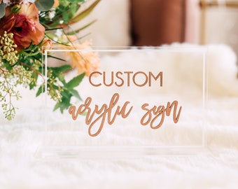 8" Custom Acrylic Back Tabletop Sign, Laser Cut Free Standing Wedding Sign, Personalized Event Signage, Custom Wedding Decor