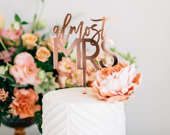 Almost Mrs Laser Cut Bridal Shower Cake Topper - 5.5" Acrylic Cake Topper, Custom Bridal Shower Sign, Engagement Decor, Trendy Design