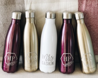 Personalized S'well Water Bottle, 17oz - Personalized Bridesmaids Gift, Custom Engraved Bottle, Monogram Insulated Bottle, Horizontal Design