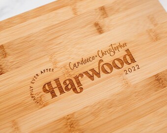 Brooklyn Design Personalized Wood Cutting Board - 14x10 Laser Engraved Bamboo Charcuterie and Cheese Board, Custom Gift, Christmas Gift