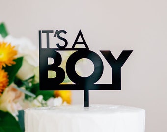 It's A Boy Cake Topper - Laser Cut Acrylic Cake Topper, Boy's Baby Shower Topper, Birthday Cake Topper, Baby Shower Decor
