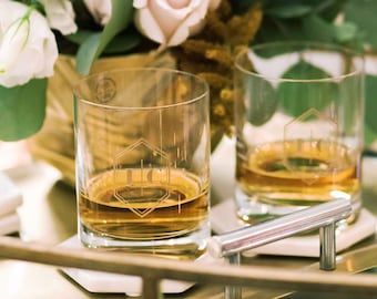 Personalized Lenox Groomsmen Whiskey Glass (x1) Engraved Crystal DOF Scotch Glass, Groomsman Glass, Bridal Party Gift Monogram Whiskey Glass