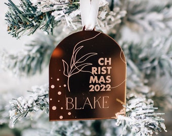 Christmas Memories Holiday Ornament - Laser Cut Personalized 2023 Christmas Ornament 3.75", Couples Modern Ornament, Acrylic or Wood