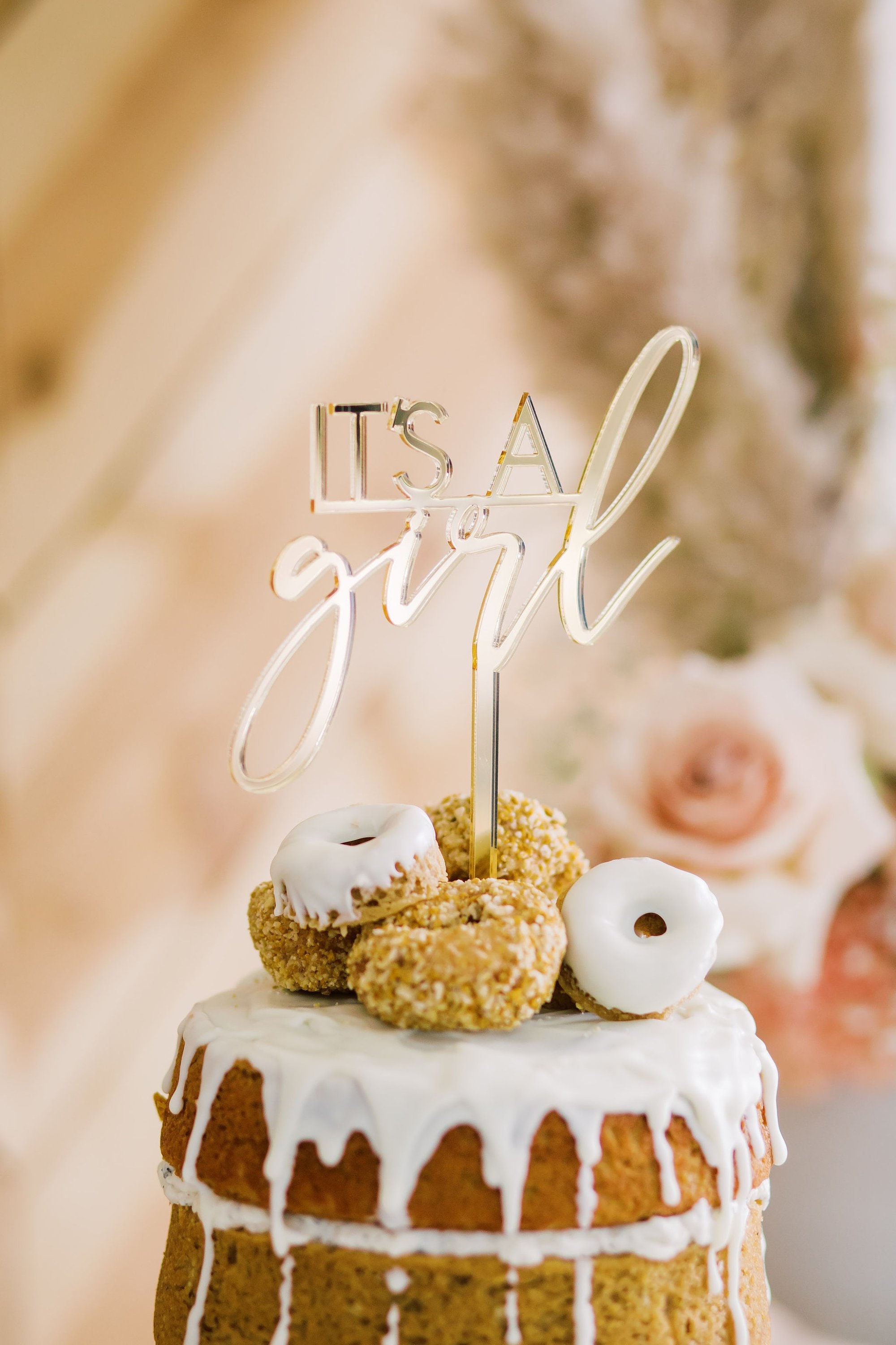 5 Its a Girl Baby Shower Cake Topper Laser Cut Acrylic Baby Cake Topper Dessert Table Party Decor Girls Boho Baby Shower