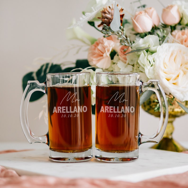 Personalized Beer Mug Set set of TWO Pair Custom Engraved Etsy
