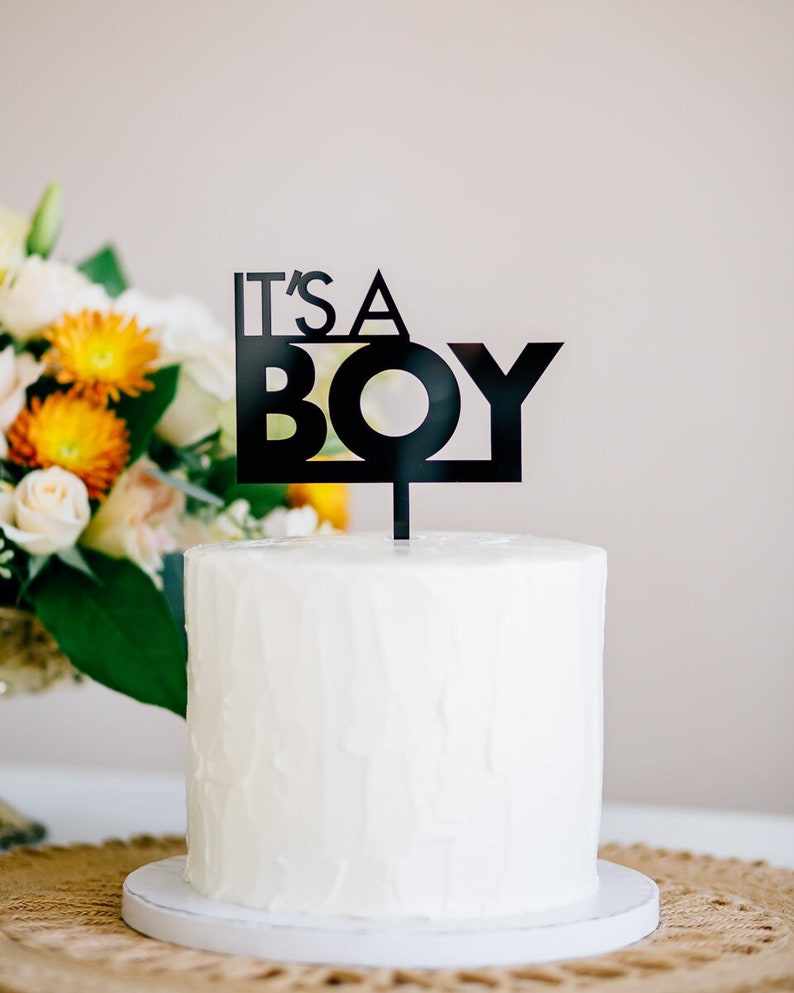 It's A Boy Cake Topper Laser Cut Acrylic Cake Topper, Boy's Baby Shower Topper, Birthday Cake Topper, Baby Shower Decor image 1