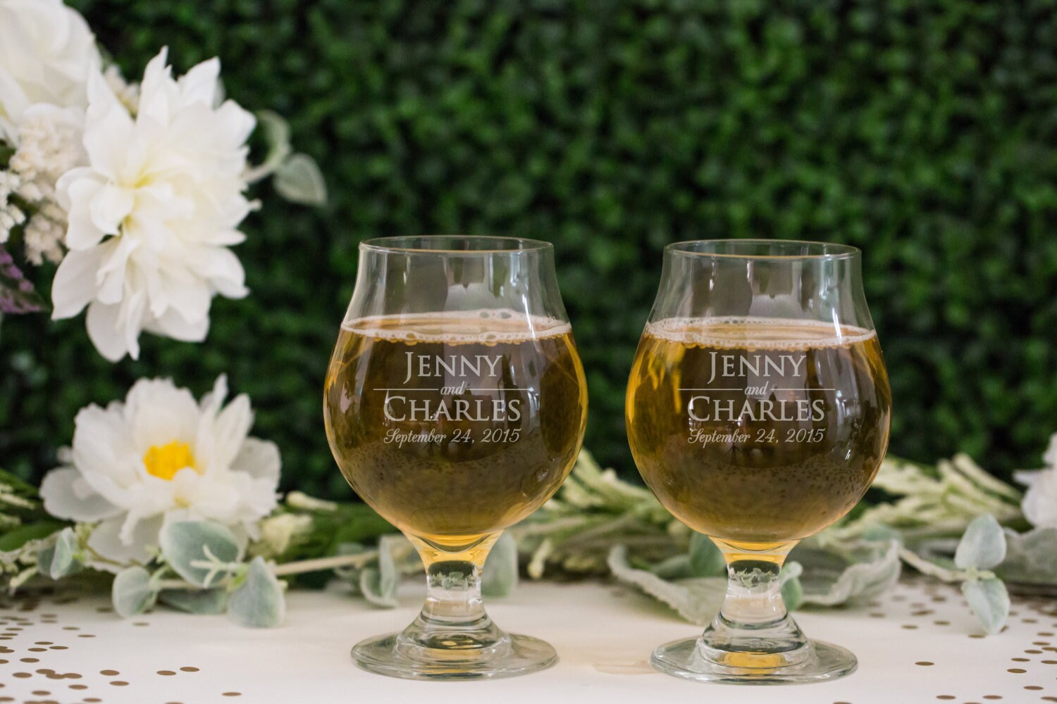 Personalized Stemmed Beer Glasses Set of TWO Custom Engraved Etsy