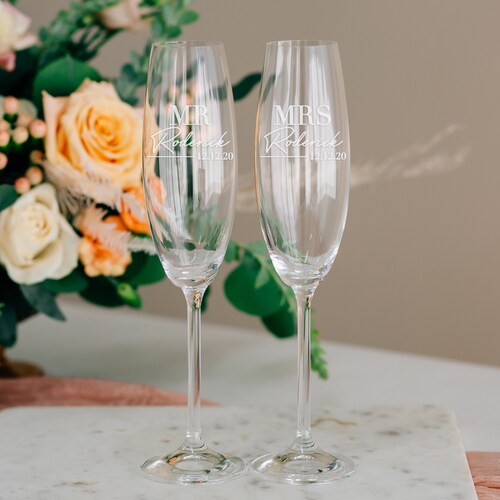 Personalized Gold Rim Custom Wedding Toasting Glasses set of Etsy
