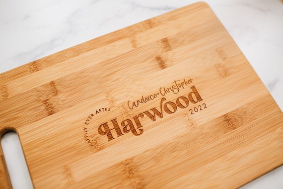 Personalized Engraved Bamboo Two-Tone Cutting Board by Sunny Box