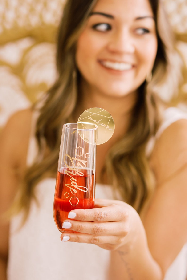 Personalized Round Drink Marker SET of 6 Laser Cut Engraved Etsy