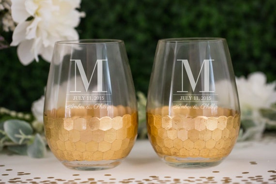 Custom Etched Stemless Wine Glasses