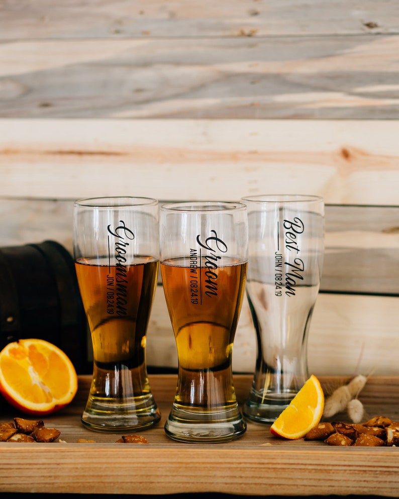 Groomsmen Personalized Beer Glass Custom Engraved 20oz Etsy