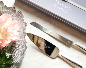 Custom Vera Wang Infinity Wedding Cake Knife & Server Set (2pc SET) Personalized Cake Serving Set, Wedding Gift, Engagement Present