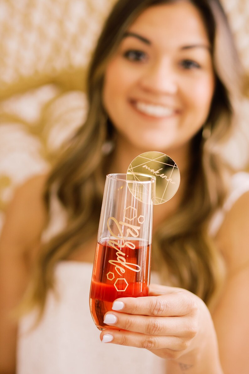 Personalized Round Drink Marker SET of 6 Laser Cut Engraved Etsy