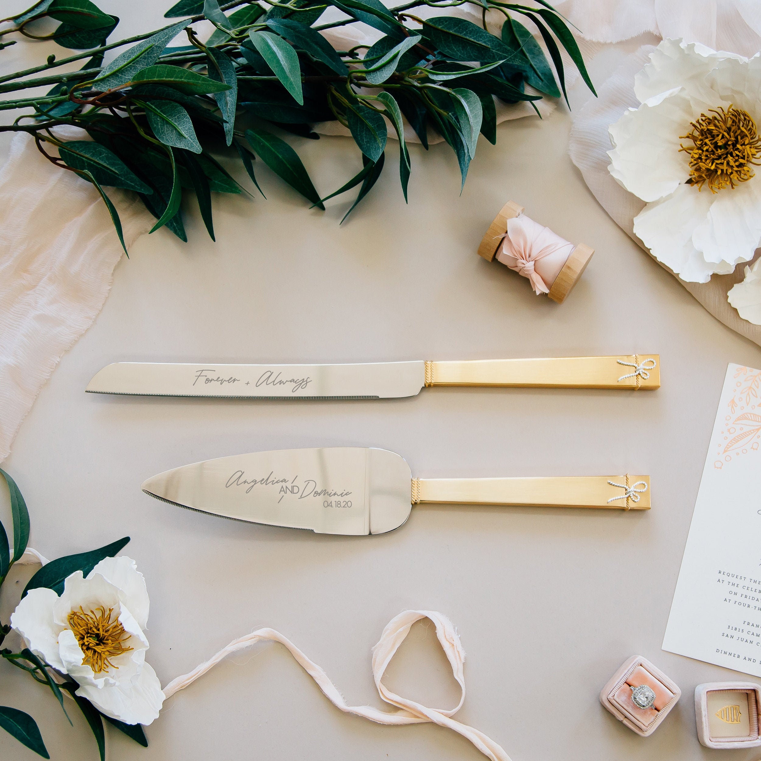 Gold wedding deals cake knife