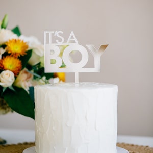 It's A Boy Cake Topper Laser Cut Acrylic Cake Topper, Boy's Baby Shower Topper, Birthday Cake Topper, Baby Shower Decor image 4