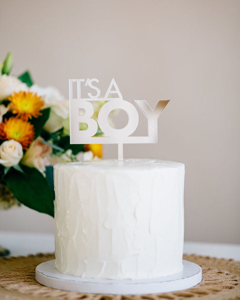 It's A Boy Cake Topper Laser Cut Acrylic Cake Topper, Boy's Baby Shower Topper, Birthday Cake Topper, Baby Shower Decor image 4