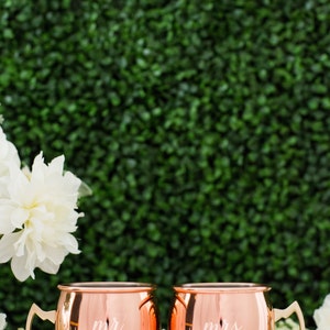 Personalized Moscow Mule Copper Mugs Wedding Gift Set of TWO Engraved Round Custom Copper Mug, Engagement Gift, Cocktail Glass, Home Bar image 3