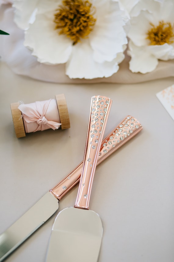 Set of 2 Galaxy Rose Gold Knife and Server Set