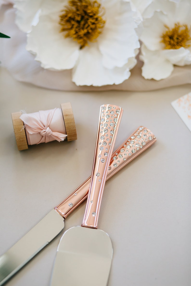 Personalized Galaxy Rose Gold Wedding Cake Knife and Server Etsy