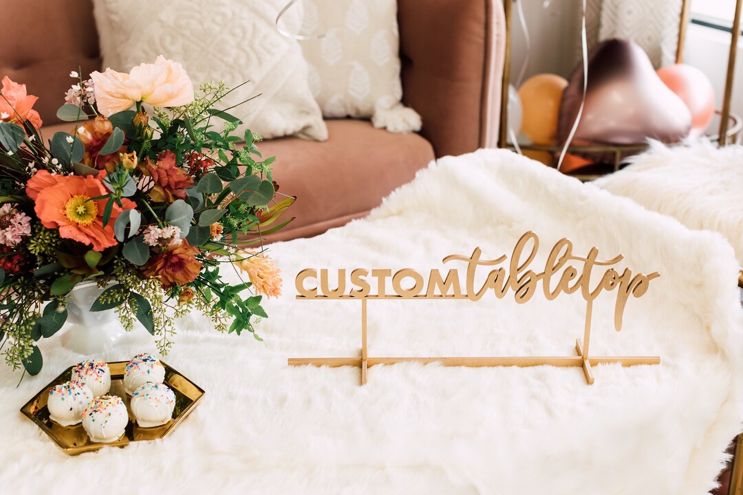 24 Custom Table Top Event Sign Laser Cut Wood Free Standing Personalized Wedding Sign, Guest