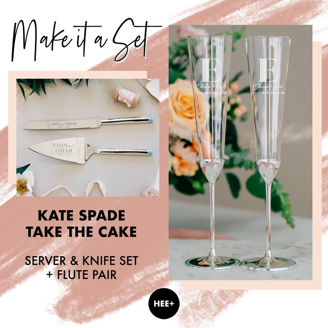 Personalized Kate Spade Take the Cake Knife & Server Set With Toasting