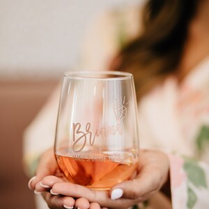 Custom Bridesmaid Stemless Wine Glass Personalized Bridal Party Stemless Wine Glass, Engraved Wine Glass, Custom Bridesmaid Proposal Gift image 8