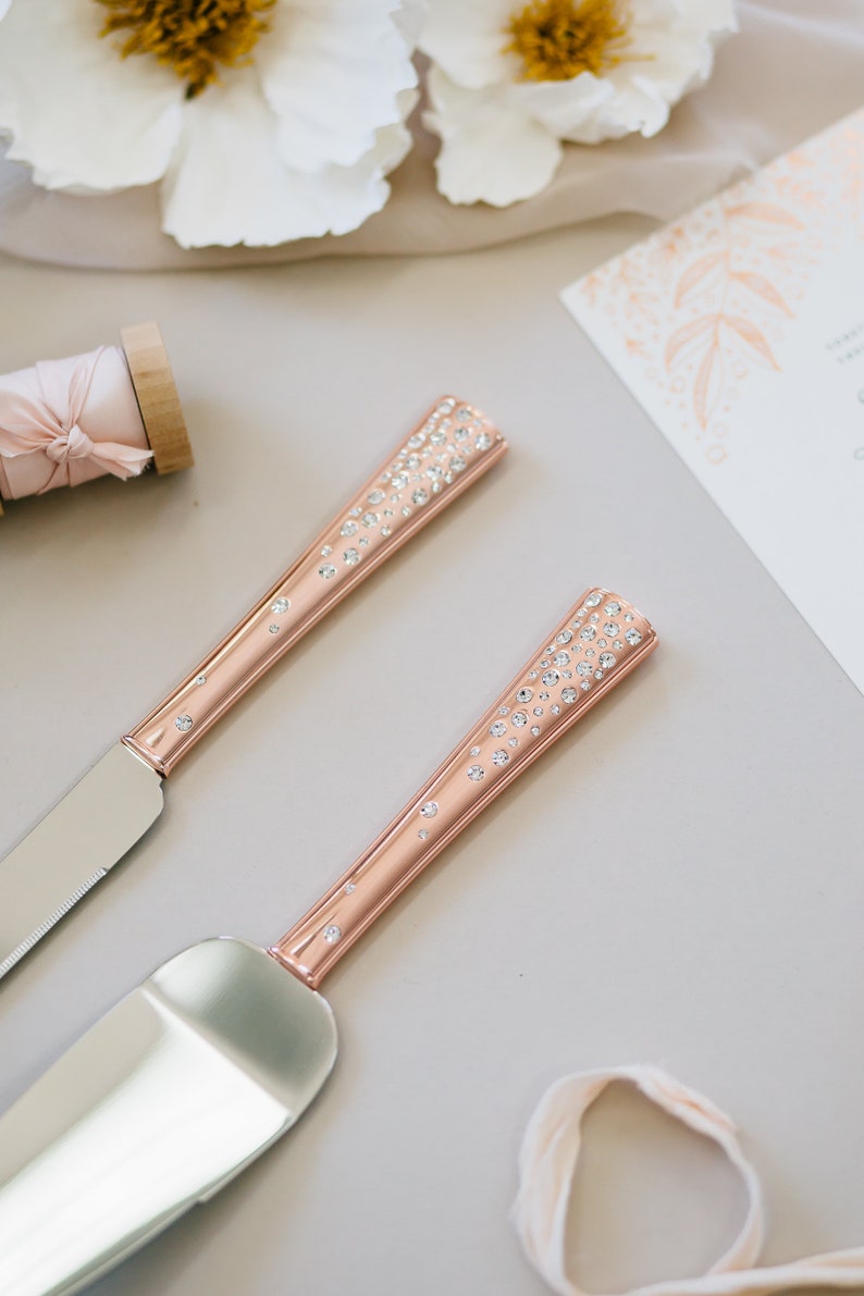 Personalized Galaxy Rose Gold Wedding Cake Knife and Server Etsy