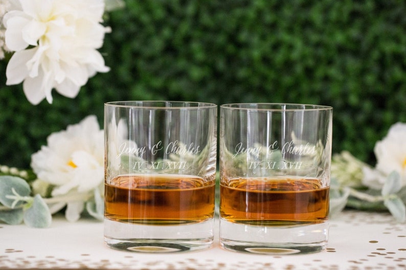 Lenox Tuscany Personalized Whiskey Glass Set Of Two Engraved Crystal Dof Scotch Custom Wedding Engagement Gift Mens
