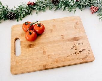 Grateful Heart Personalized Cutting Board - 14x10 Laser Engraved Bamboo Charcuterie and Cheese Board, Custom Housewarming Gift, 2020 Holiday