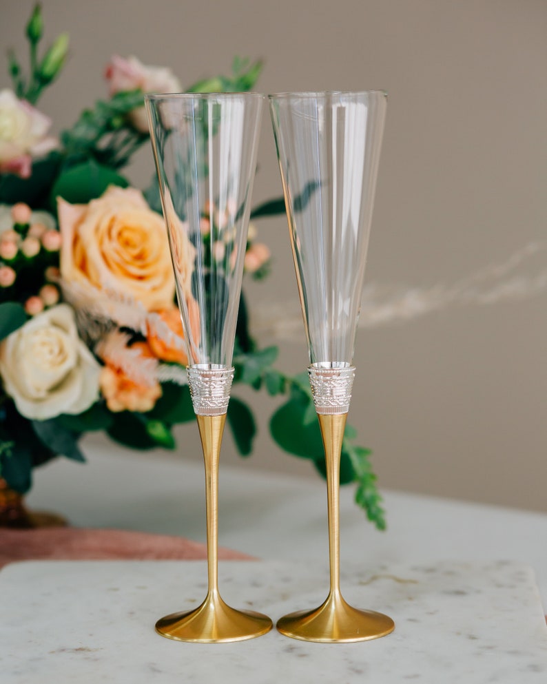 Personalized Vera Wang With Love Gold Champagne Glasses set Etsy