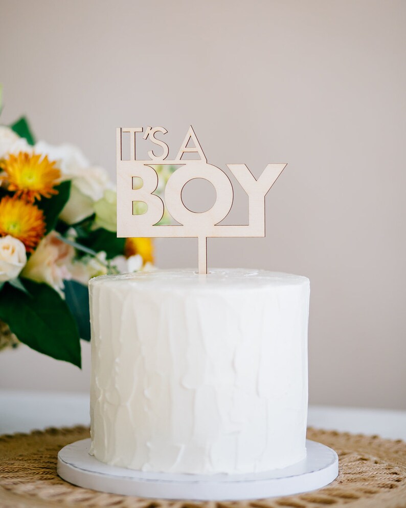 It's A Boy Cake Topper Laser Cut Acrylic Cake Topper, Boy's Baby Shower Topper, Birthday Cake Topper, Baby Shower Decor image 3