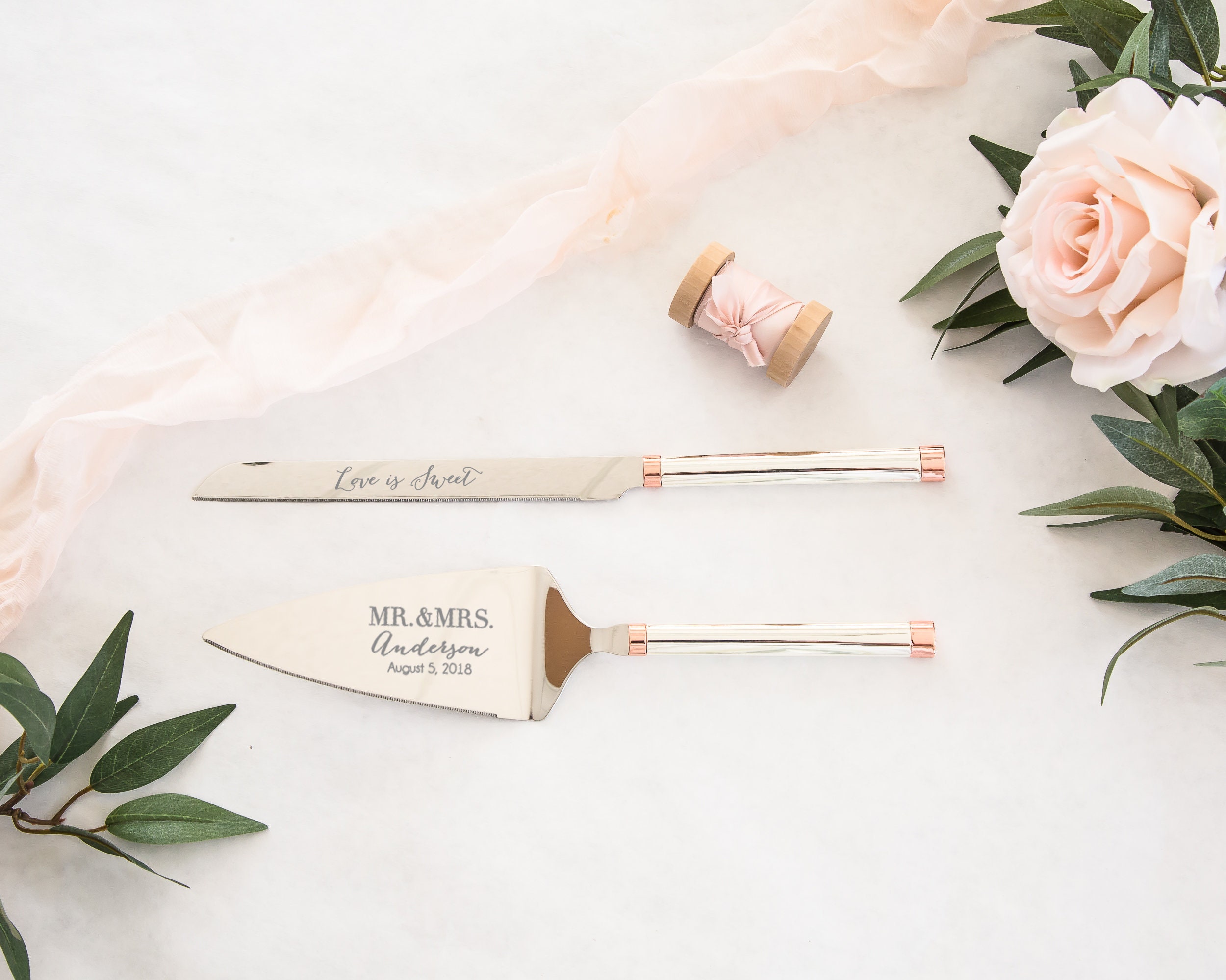 Personalized Kate Spade Rosy Glow Cake Knife & Server Set Etsy