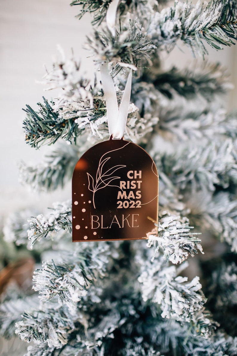 Christmas Memories Holiday Ornament Laser Cut Personalized 2023 Christmas Ornament 3.75, Couples Modern Ornament, Acrylic or Wood image 1