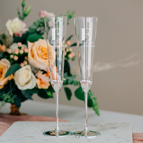 Engraved Wedding Champagne Flutes Personalized Wedding Gifts Etsy