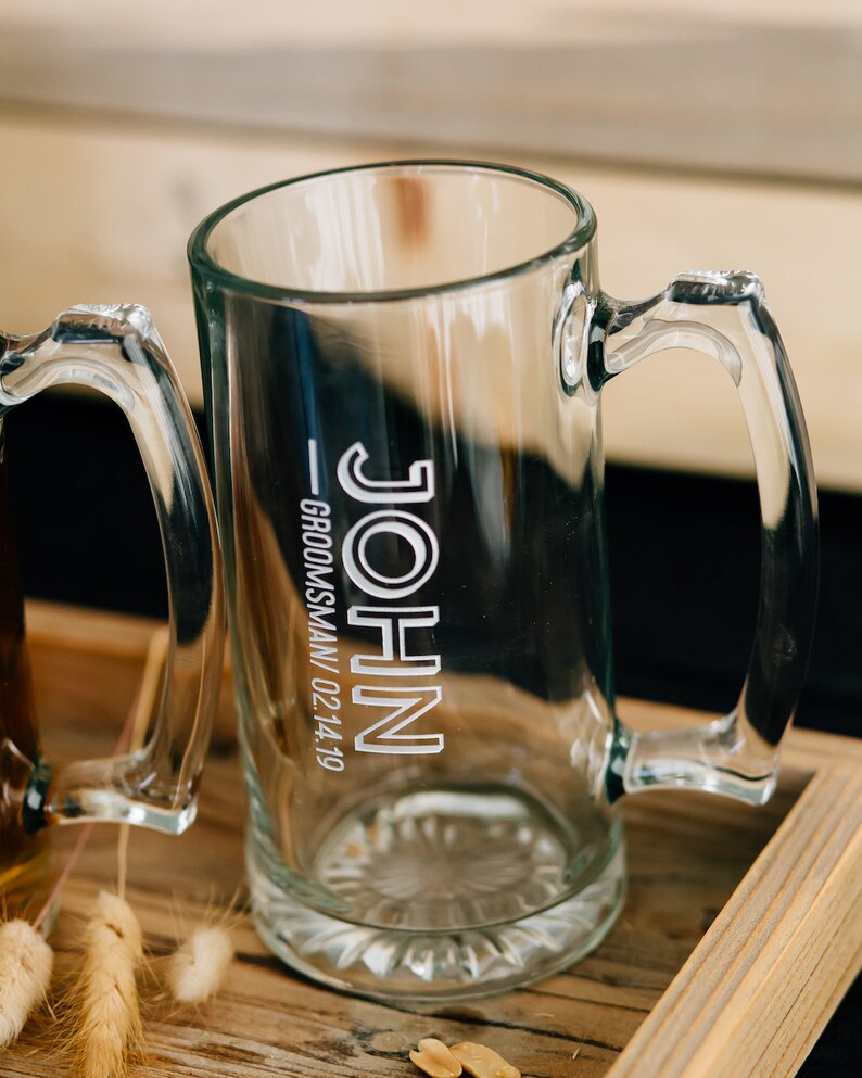 Personalized Large Beer Mug Custom Groomsmen Gift 25 oz Etsy