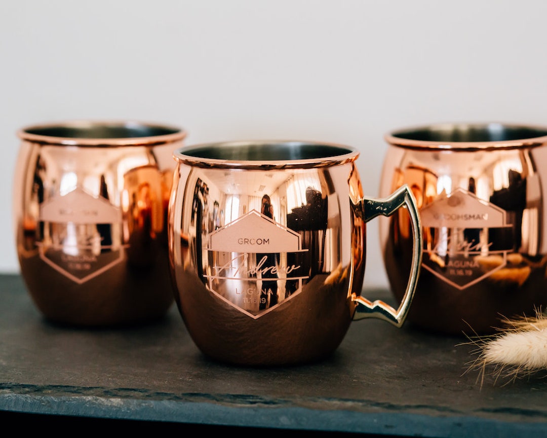 Custom Moscow Mule Round Copper Mug Groomsmen Gift Engraved