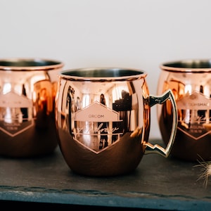 Custom Moscow Mule Round Copper Mug Groomsmen Gift - Engraved Personalized Groomsmen Proposal Mug, Premium Copper Mug, Wedding Favor