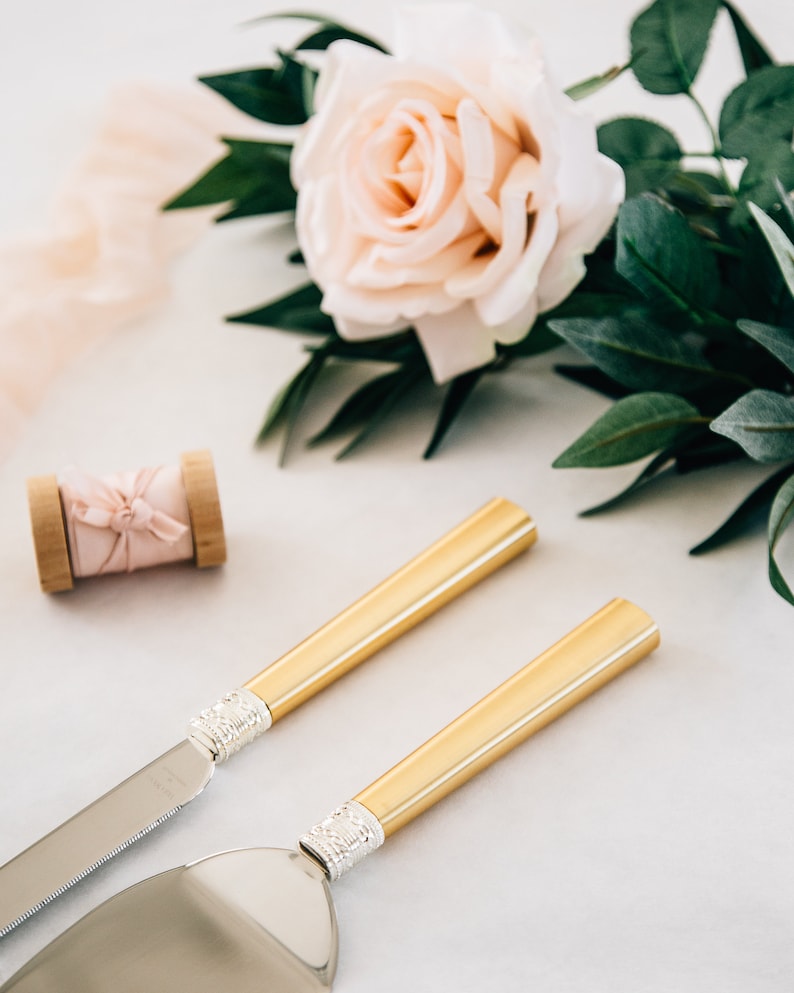 Personalized Vera Wang With Love Gold Wedding Cake Knife and Etsy