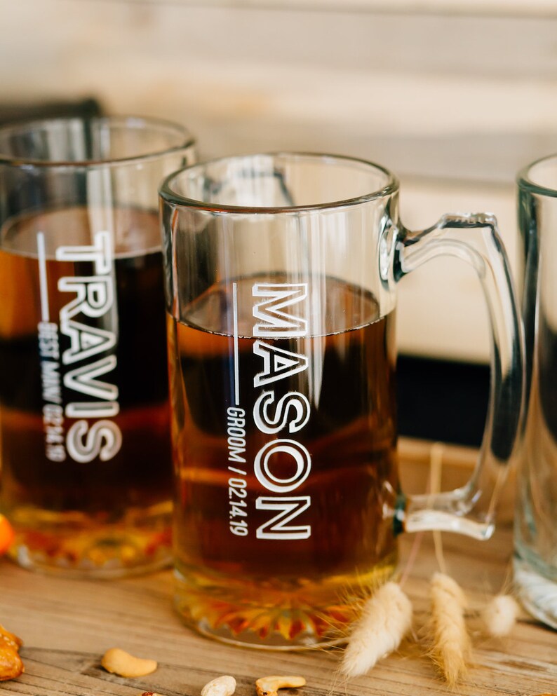 Personalized Large Beer Mug Custom Groomsmen Gift 25 oz Etsy