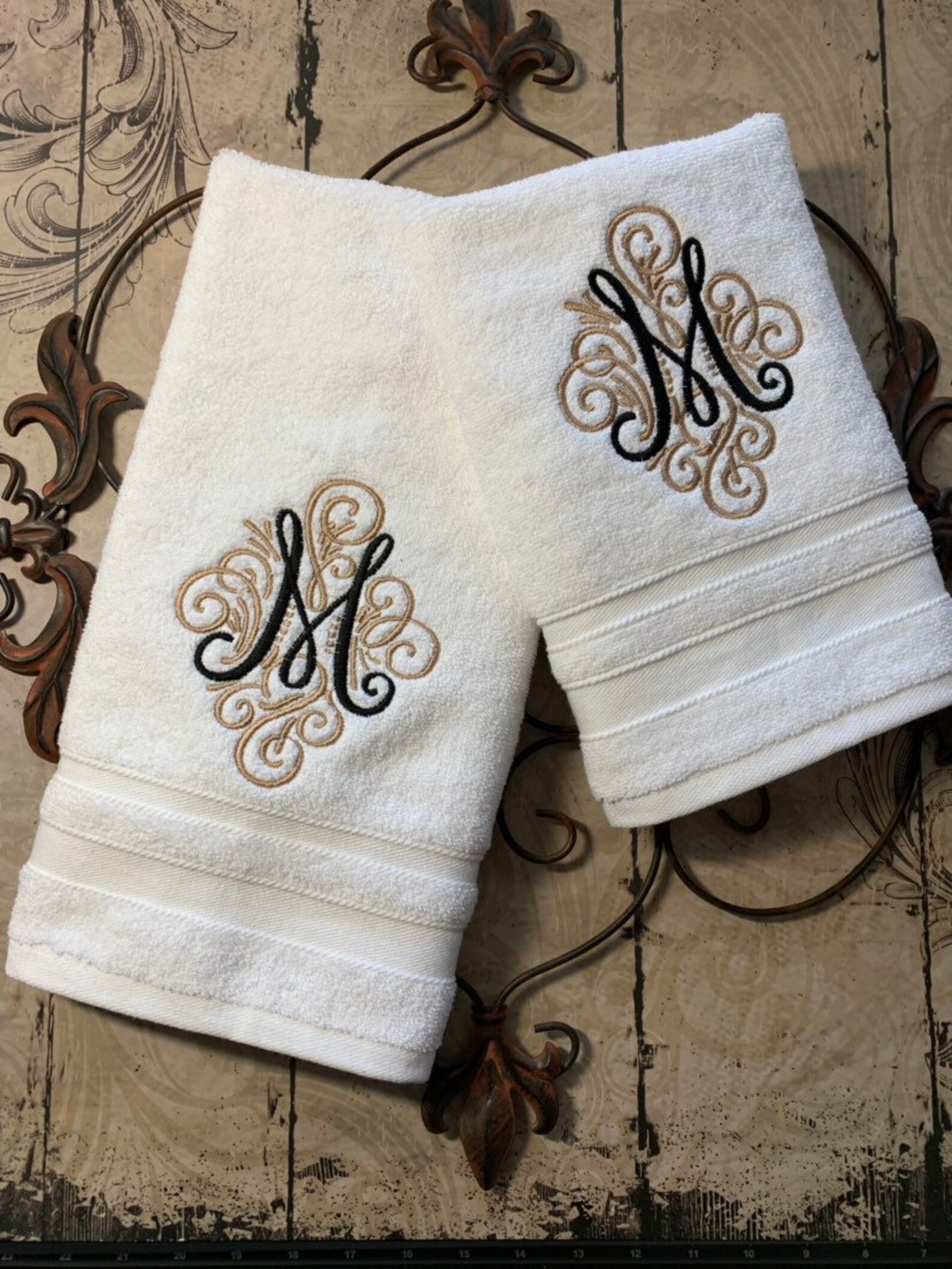 Monogrammed Luxury IVORY Bath Towel Set Hand Towels Wedding Etsy UK