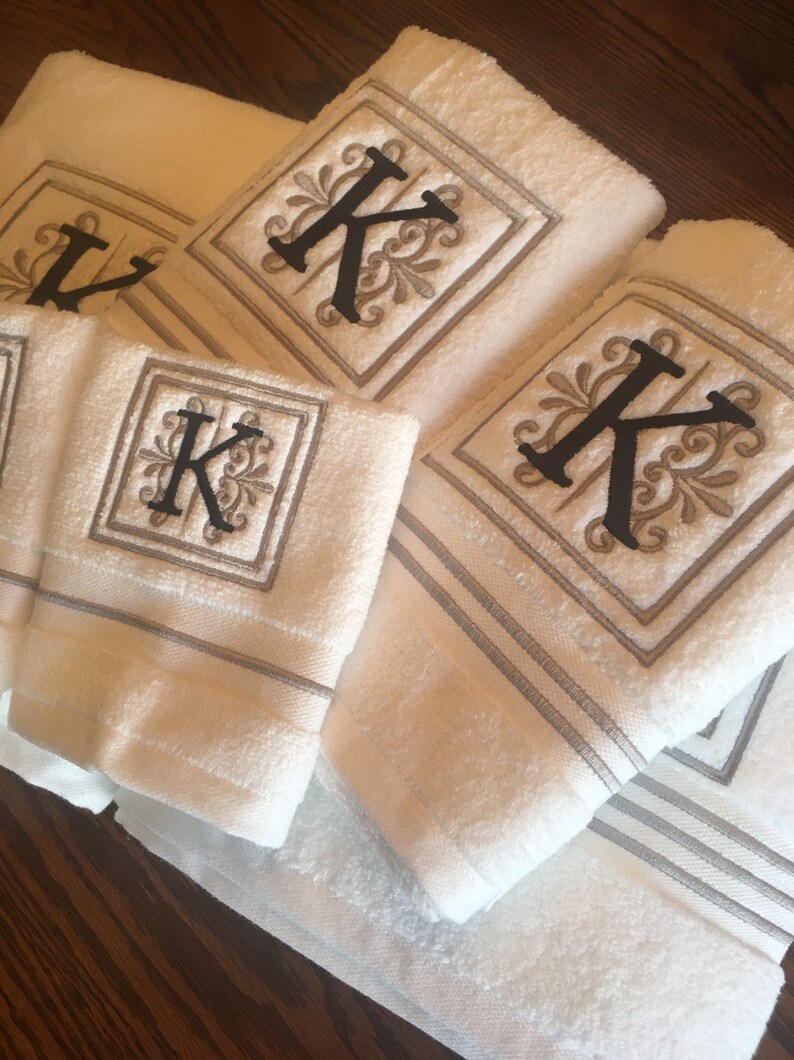 Monogrammed Luxury Bath Towel Set Hand Towels Wedding Gift Etsy
